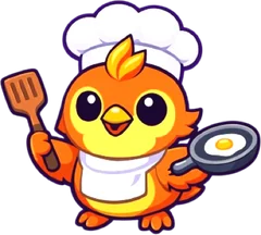 Brine, a chick chef with a frying pan