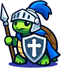 Bulwark, a turtle knight with a shield and spear