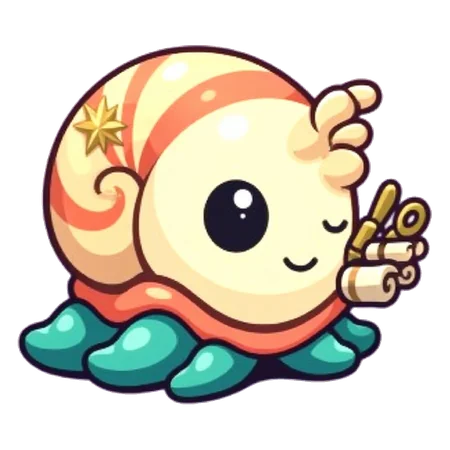 a small shell creature holding a rolled chart