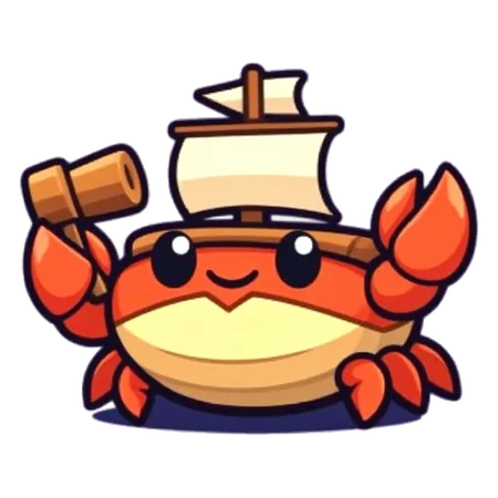 a crab wearing a whole ship