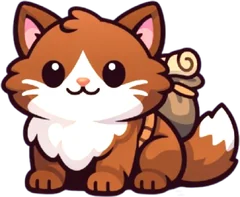 Mister Barnacle, a fluffy cat with a scroll and a satchel